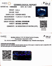 5.64/CT Natural Blue Sapphire with Govt Lab Certificate-BLUSA9U
